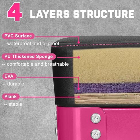 Rolling Mechanic Shop Stool with Wheels, Garage Mechanics Stool with 2 Layer Repair Tools Tray, Padded 360°Swivel Automotive Roller Creeper Seat Shop Chair, Heavy Duty, 330 LBS Capacity, Pink in Saudi Arabia