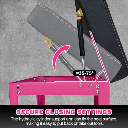 Rolling Mechanic Shop Stool with Wheels, Garage Mechanics Stool with 2 Layer Repair Tools Tray, Padded 360°Swivel Automotive Roller Creeper Seat Shop Chair, Heavy Duty, 330 LBS Capacity, Pink in Saudi Arabia