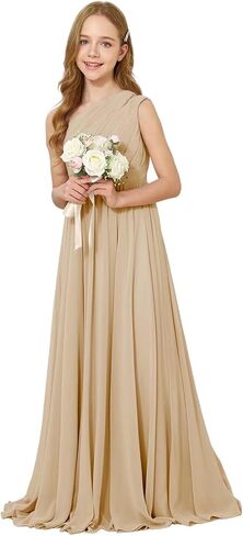 JISISANG One-Shoulder Junior Bridesmaid Chiffon Dress for Wedding Flower Girl Summer Boho Dress First Communion Dress in Saudi Arabia