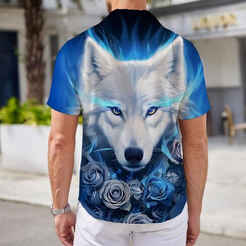 Mens Funny Hawaiian Shirts 3D Graphic Button Down Short Sleeve Tropical Holiday Beach Aloha Shirt in Saudi Arabia