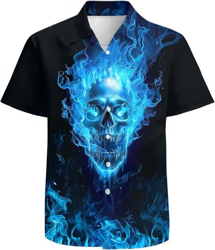 Mens Funny Hawaiian Shirts 3D Graphic Button Down Short Sleeve Tropical Holiday Beach Aloha Shirt in Saudi Arabia