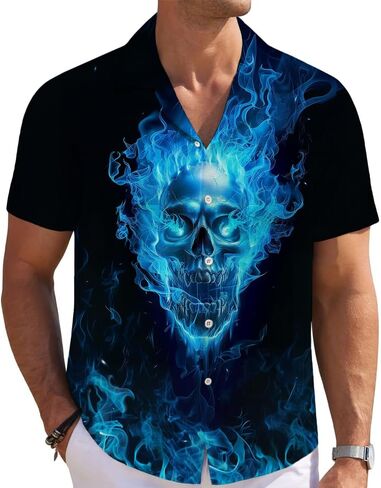 Mens Funny Hawaiian Shirts 3D Graphic Button Down Short Sleeve Tropical Holiday Beach Aloha Shirt in Saudi Arabia