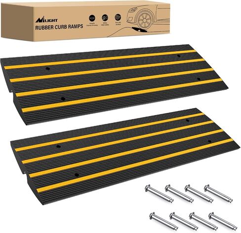 Nilight Driveway Curb Ramps, 2.6 Inch High Heavy-Duty Rubber Curbside Vehicle ramps for Car Truck Wheelchair Mobility Loading Dock Garage, 2 Pack in Saudi Arabia