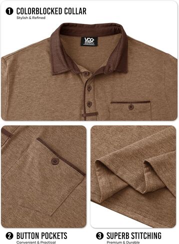 Men's Fashion Polo Shirts Vintage Tactical Shirt Golf Collared Polos with Pocket (S-XXL) in Saudi Arabia