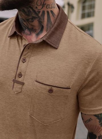 Men's Fashion Polo Shirts Vintage Tactical Shirt Golf Collared Polos with Pocket (S-XXL) in Saudi Arabia