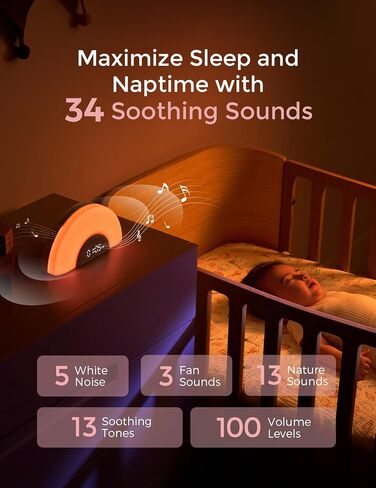 Momcozy DreamSync™ Baby Sound Machine | APP Control Baby White Noise Machine | 34 Soothing Sounds Custom Night Light Nursery | Wireless Speaker Sleep Sound Machine | Wake Up Light Sunrise Alarm Clock in Saudi Arabia