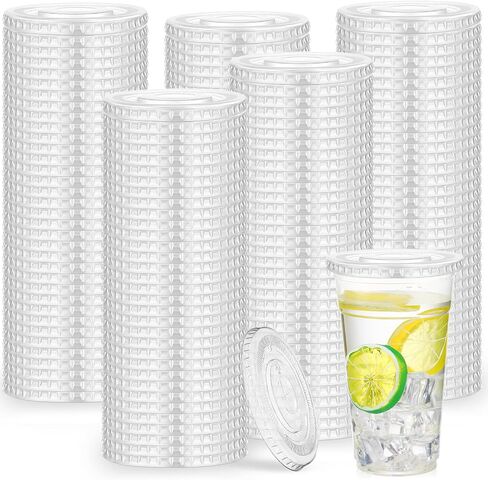 500 Count Clear PET Plastic Flat Lids with Straw Slot Fits 16, 20, 24 oz Cups Disposable Plastic Lids Transparent Cup Lids for Iced Coffee Milkshake Ice Cream Office Home Travel Supplies in Saudi Arabia