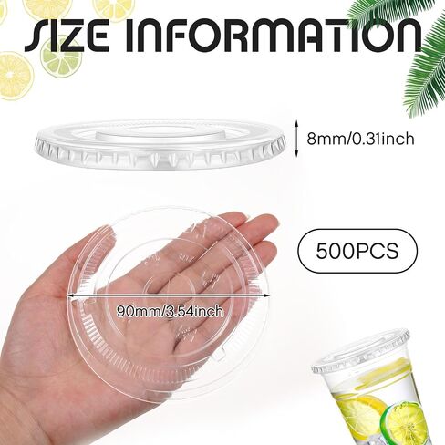 500 Count Clear PET Plastic Flat Lids with Straw Slot Fits 16, 20, 24 oz Cups Disposable Plastic Lids Transparent Cup Lids for Iced Coffee Milkshake Ice Cream Office Home Travel Supplies in Saudi Arabia