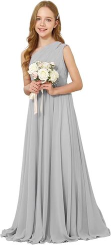 JISISANG One-Shoulder Junior Bridesmaid Chiffon Dress for Wedding Flower Girl Summer Boho Dress First Communion Dress in Saudi Arabia