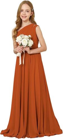JISISANG One-Shoulder Junior Bridesmaid Chiffon Dress for Wedding Flower Girl Summer Boho Dress First Communion Dress in Saudi Arabia