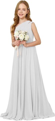 JISISANG One-Shoulder Junior Bridesmaid Chiffon Dress for Wedding Flower Girl Summer Boho Dress First Communion Dress in Saudi Arabia