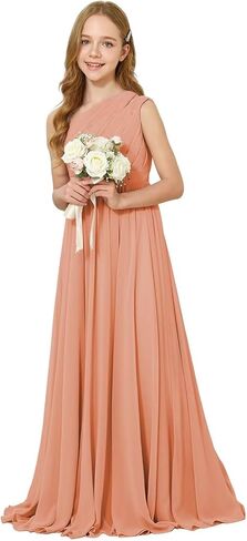 JISISANG One-Shoulder Junior Bridesmaid Chiffon Dress for Wedding Flower Girl Summer Boho Dress First Communion Dress in Saudi Arabia