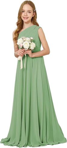 JISISANG One-Shoulder Junior Bridesmaid Chiffon Dress for Wedding Flower Girl Summer Boho Dress First Communion Dress in Saudi Arabia