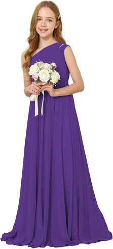 JISISANG One-Shoulder Junior Bridesmaid Chiffon Dress for Wedding Flower Girl Summer Boho Dress First Communion Dress in Saudi Arabia