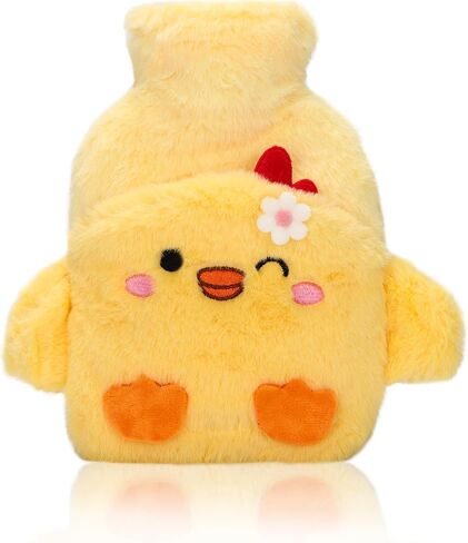 Duck Rubber Hot Water Bottle with Soft Removable Knit Outer Lid, Super Quality Classic Rubber Hot and Cold Water Bottle with Cute Image Hand Feet Warmer and Shoulder Pain Relief in Saudi Arabia