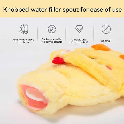 Duck Rubber Hot Water Bottle with Soft Removable Knit Outer Lid, Super Quality Classic Rubber Hot and Cold Water Bottle with Cute Image Hand Feet Warmer and Shoulder Pain Relief in Saudi Arabia