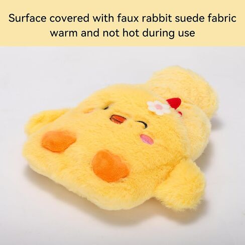 Duck Rubber Hot Water Bottle with Soft Removable Knit Outer Lid, Super Quality Classic Rubber Hot and Cold Water Bottle with Cute Image Hand Feet Warmer and Shoulder Pain Relief in Saudi Arabia