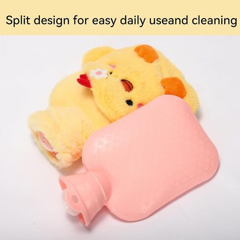 Duck Rubber Hot Water Bottle with Soft Removable Knit Outer Lid, Super Quality Classic Rubber Hot and Cold Water Bottle with Cute Image Hand Feet Warmer and Shoulder Pain Relief in Saudi Arabia