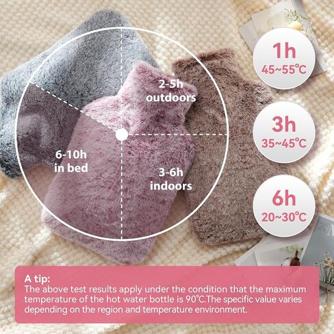 Hot Water Bottle with Luxury Cosy Faux Fur Cover, 2L Leakproof Hot Water Bag for Neck, Shoulder Pain Relief, Hot and Cold Therapies for Women,Men, Pink in Kuwait