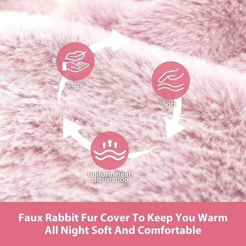 Hot Water Bottle with Luxury Cosy Faux Fur Cover, 2L Leakproof Hot Water Bag for Neck, Shoulder Pain Relief, Hot and Cold Therapies for Women,Men, Pink in Kuwait