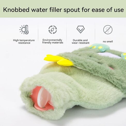 Duck Rubber Hot Water Bottle with Soft Removable Knit Outer Lid, Super Quality Classic Rubber Hot and Cold Water Bottle with Cute Image Hand Feet Warmer and Shoulder Pain Relief in Saudi Arabia