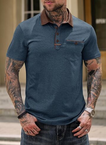 قميص البولو للرجال القميص التكتيكي الجولف الجولف مع جيب (S-XXL) in Kuwait