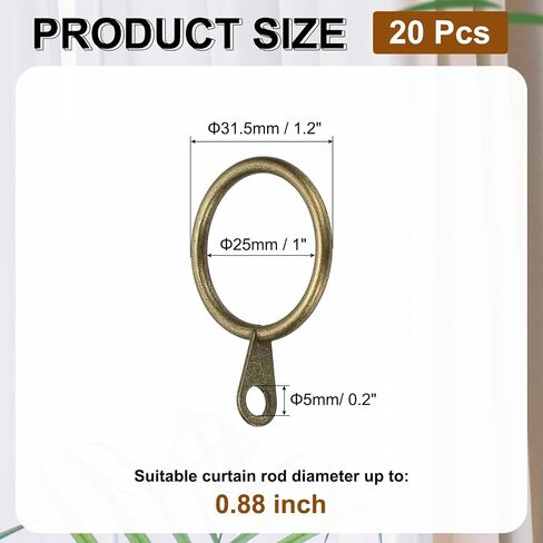 Patikil 20 PCS حلقات الستار مع الثقوب ، 1 "معرف انزلاق خاتم الأطراف المعدنية بسلاسة تناسب قضيب ستارة تصل إلى 0.88" ، برونز أحمر in Kuwait