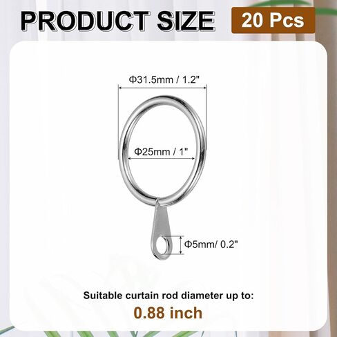 Patikil 20 PCS حلقات الستار مع الثقوب ، 1 "معرف انزلاق خاتم الأطراف المعدنية بسلاسة تناسب قضيب ستارة تصل إلى 0.88" ، برونز أحمر in Kuwait