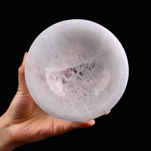 AMOYSTONE Selenite Charging Diamond Shaped Bowl 4"- Polished Selenite Crystal Charge Station for Cleansing Energy in Kuwait