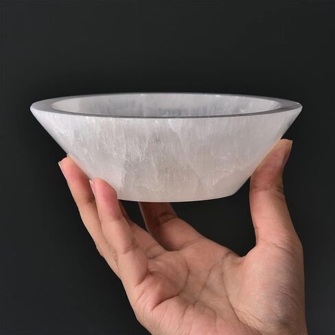 AMOYSTONE Selenite Charging Diamond Shaped Bowl 4"- Polished Selenite Crystal Charge Station for Cleansing Energy in Kuwait