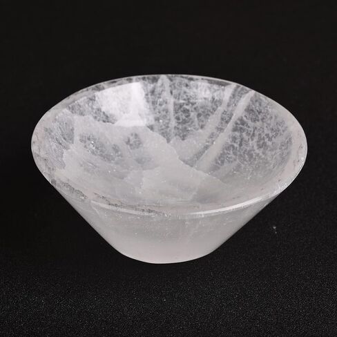 AMOYSTONE Selenite Charging Diamond Shaped Bowl 4"- Polished Selenite Crystal Charge Station for Cleansing Energy in Kuwait