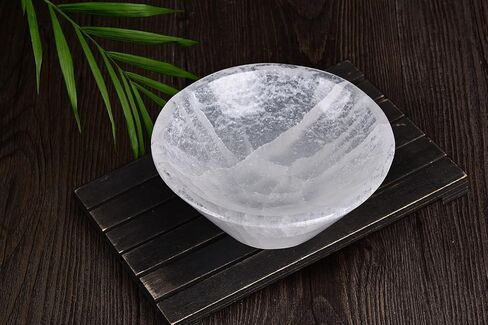 AMOYSTONE Selenite Charging Diamond Shaped Bowl 4"- Polished Selenite Crystal Charge Station for Cleansing Energy in Kuwait