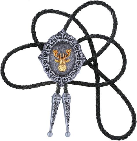 Jeilwiy Western Bolo Tie for Men Wedding Native American Cowboy Necktie Vintage Black Bolo Tie Gold in Saudi Arabia