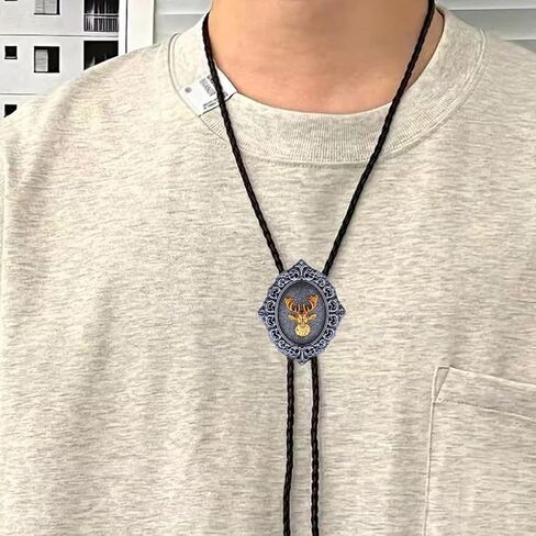 Jeilwiy Western Bolo Tie for Men Wedding Native American Cowboy Necktie Vintage Black Bolo Tie Gold in Saudi Arabia