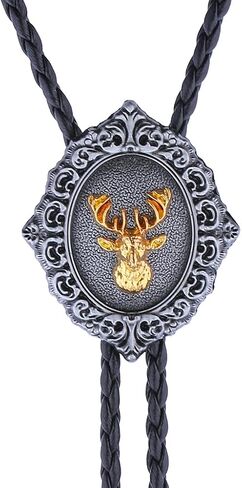 Jeilwiy Western Bolo Tie for Men Wedding Native American Cowboy Necktie Vintage Black Bolo Tie Gold in Saudi Arabia