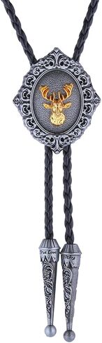 Jeilwiy Western Bolo Tie for Men Wedding Native American Cowboy Necktie Vintage Black Bolo Tie Gold in Saudi Arabia