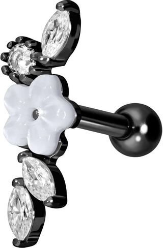 Piercingline Surgical Steel Helix Piercing Jewelry Flower + Crystal Leafs Screw Back Strains للنساء والرجال in Kuwait