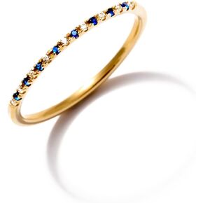 Gelin Diamond and Sapphire Half Eternity Ring for Women 14K Gold Stacking Ring for Women