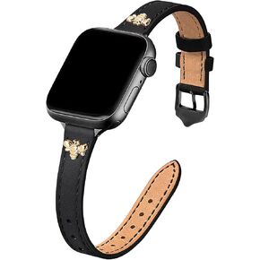 Jr.DM نطاقات جلدية نحيفة متوافقة مع Apple Watch Band 38mm 40mm 41mm 42mm 44mm 45mm 46mm 49mm ، فرقة جلدية أصلية مع سحر ، تصميم أنثوي لـ iWatch Ultra Se Series 10 9 8 7 6 5 4 3 2 1