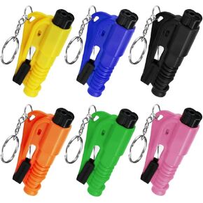 6 Pack Car Window Breaker Tool Keychain, 3 in 1 Emergency Escape Tool Glass Breakers Seatbelt Cutter Rescue Whistle, Emergency Keychain Car for Family Rescue