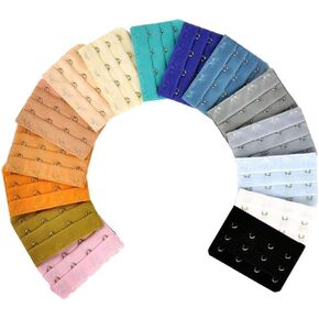 15PCS Assorted Colors Womens Bra Extender Strap Ladies Elastic Underwear Lengthen Buckle Stretchy Spacing Bra Extender Extension Hooks Strap Replaceable Bra Adjuster (4 Hooks 3 Rows)