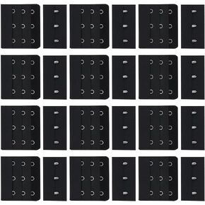 BENECREAT 30 Sets 3 Hook Bra Band Hook Strap, Black Bra Back Clips, Bra Extender, Replacement Bra Clasp Extenders for Bra Underwear Sewing DIY