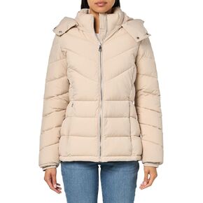 Calvin Klein Women's Hooded Zip Front Puffer Long Sleeve Coat