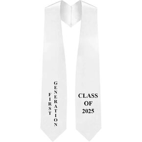 CLERKMANS First Generation Graduation Stole - Fits All Body Types – Printed First Generation in Black on White Satin Sash