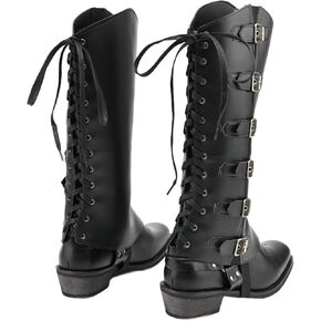 Unisex Pirate Boots Covers Medieval Renaissance PU Leather Steampunk Boots Covers for Halloween Costume