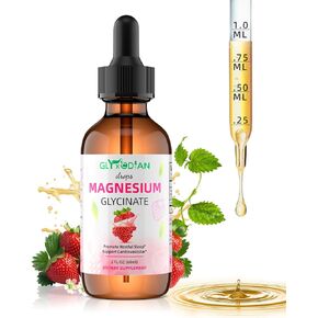 Magnesium Glycinate Drops, Magnesium Complex Supplement Liquid with L-Theanine Ashwagandha Supports Muscle, Energy, Memory, Sleep, Mood, Bone, Health Vegan, Non-GMO (2 Fl Oz, Berry Flavor)