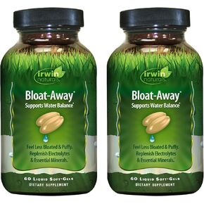 Irwin Naturals Bloat -Away - 60 الهلام الناعم السائل ، حزمة من 2 - دعم توازن المياه - تجديد الشوارد والمعادن الأساسية - 40 حصة إجمالية
