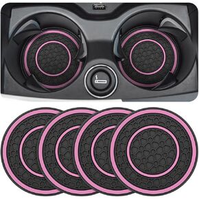 2 Pack Car Coasters for Cup Holder, 2.75 Inch No-Slip Anti Dust Insert Coaster, Universal Auto Waterproof Coasters Silicon Insulation Cup Mats for Woman Man, Suit for Vehicle Interior (Purple)
