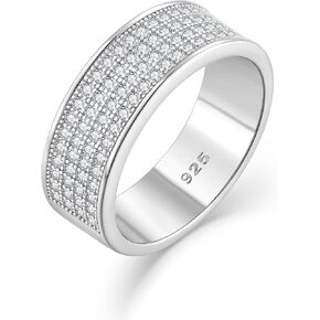 STARCHENIE Mens Wedding Band 925 Sterling Silver Rings for Men Cubic Zirconia Anniversary Engagement Ring for Him Size 8-12