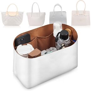 Lightweight Purse Organizer Insert HDPE Nonwoven Fabric Inner Bag Organizer for Luxury Handbag Tote Bag, Waterproof Surface and Nylon Lining, 11.8 x 7.1 x 5.5 Inch